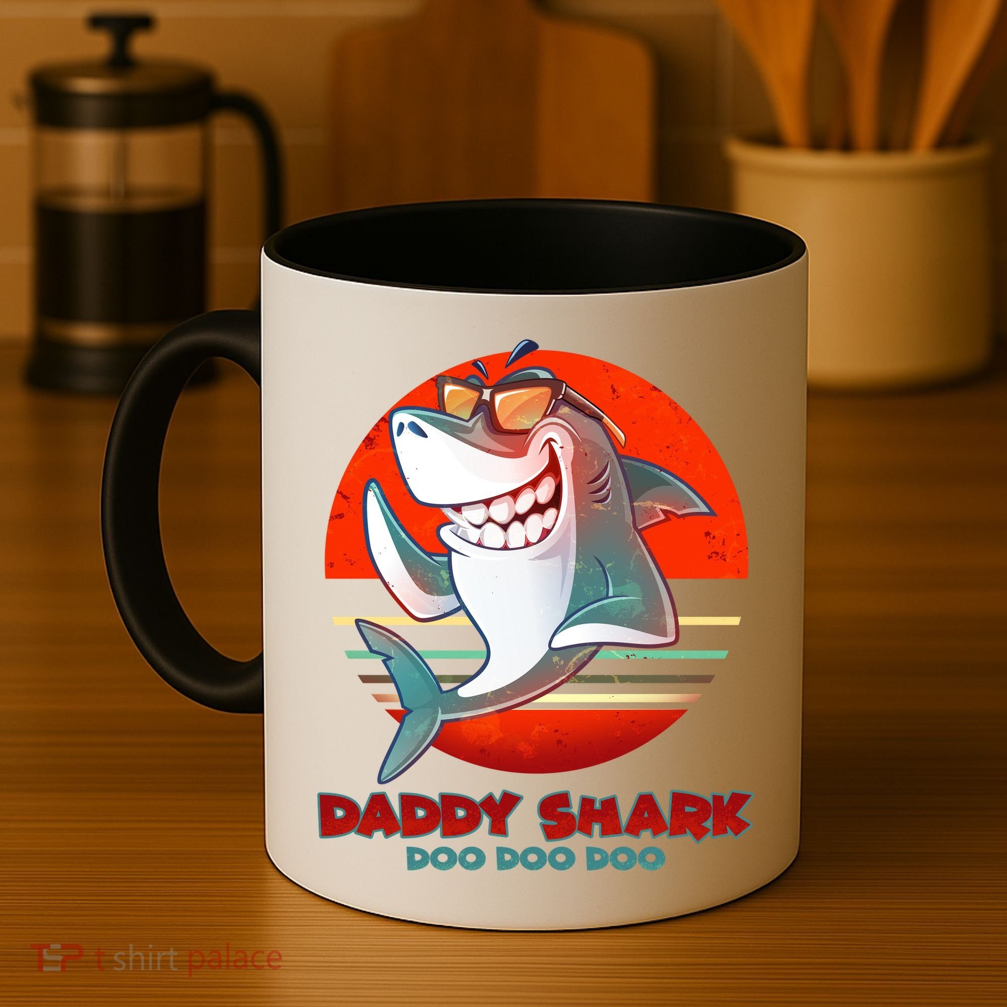 Retro Daddy Shark Doo Doo Doo Coffee Mug