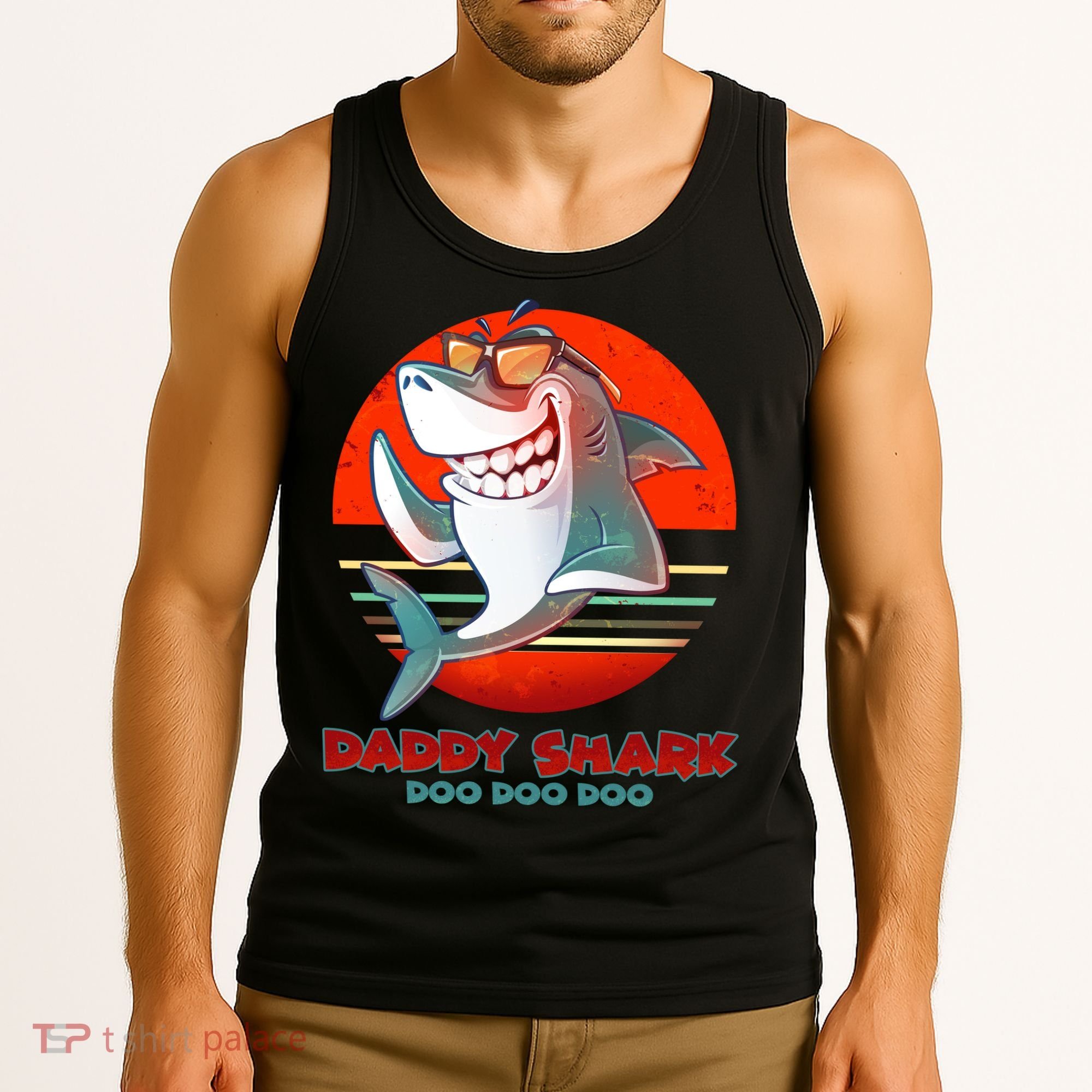 Retro Daddy Shark Doo Doo Doo Tank Top
