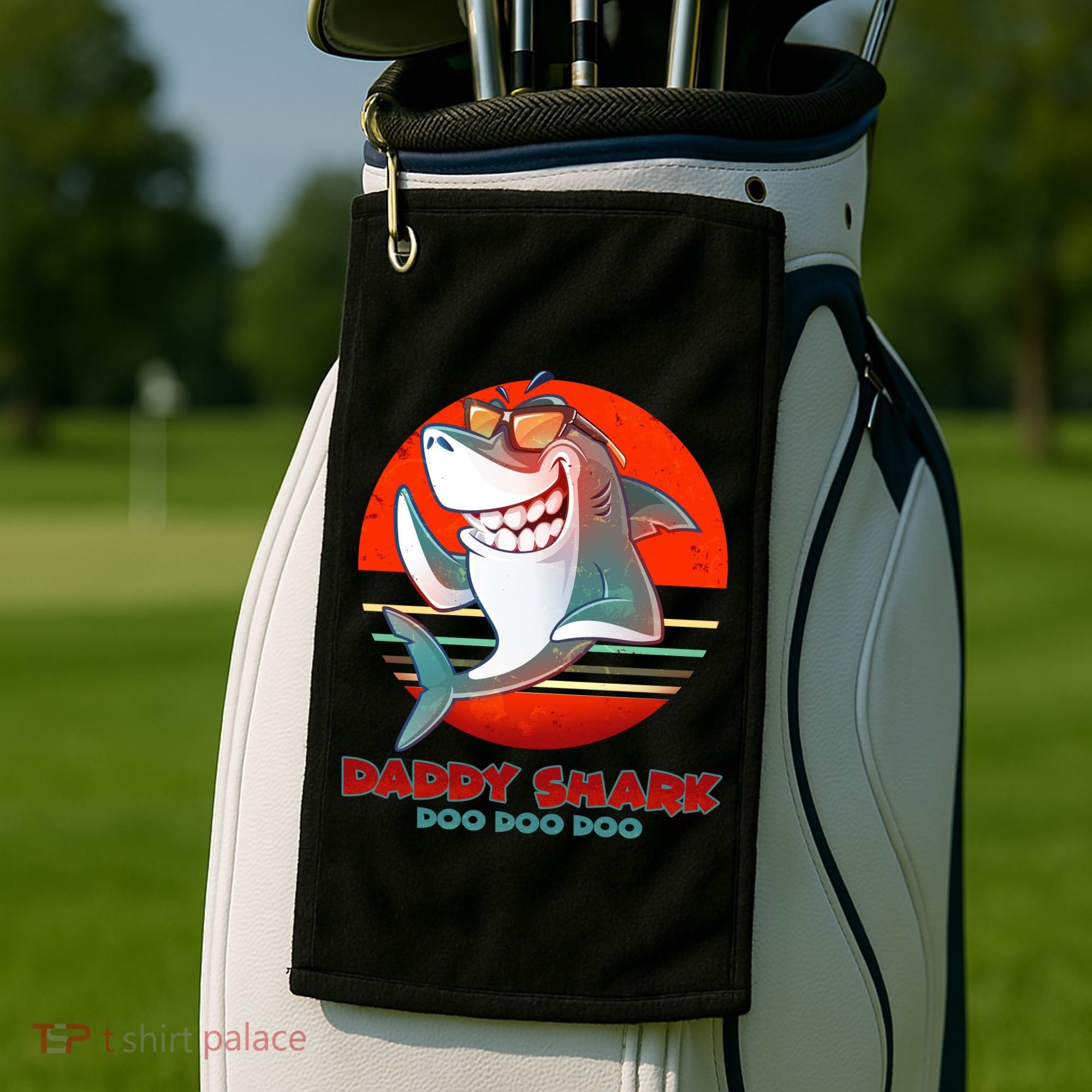 Retro Daddy Shark Doo Doo Doo Golf Towel