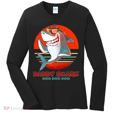 Retro Daddy Shark Doo Doo Doo Women's Long Sleeve Shirt