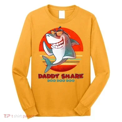 Retro Daddy Shark Doo Doo Doo Long Sleeve Shirt