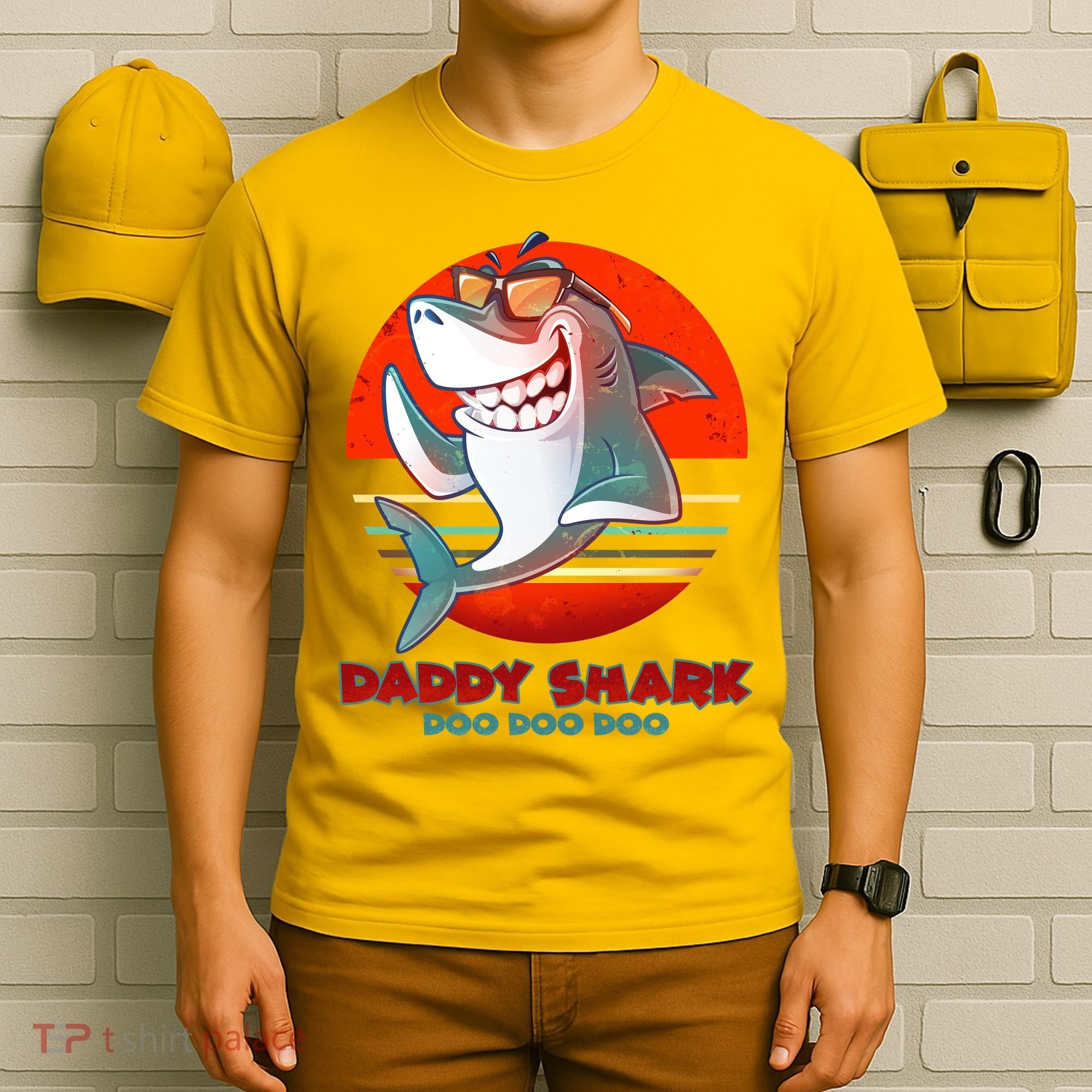 Retro Daddy Shark Doo Doo Doo T-Shirt