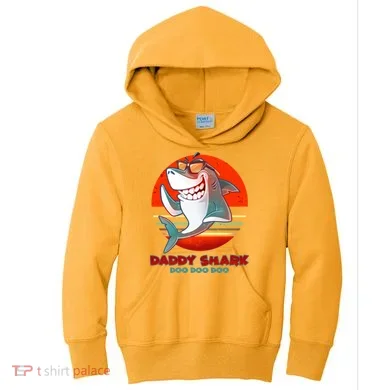 Retro Daddy Shark Doo Doo Doo Kids Hoodie