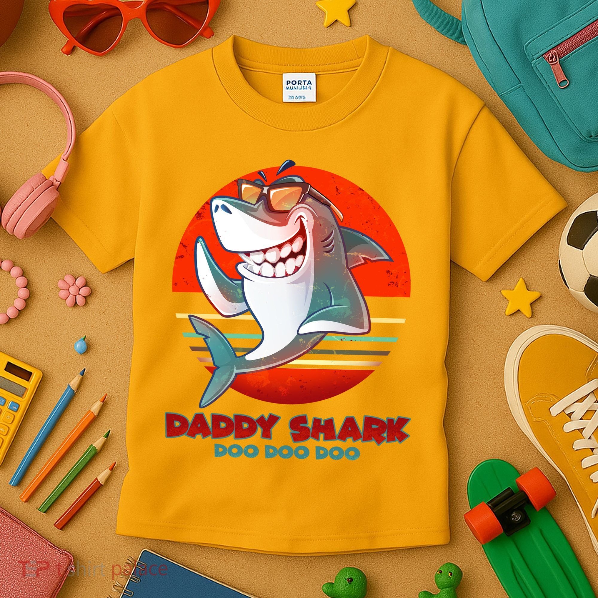 Retro Daddy Shark Doo Doo Doo Kids T-Shirt