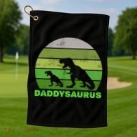 Retro Daddysaurus  Golf Towel thumb 1