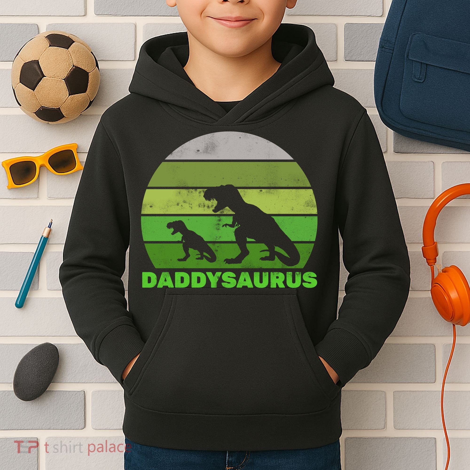 Retro Daddysaurus  Kids Hoodie