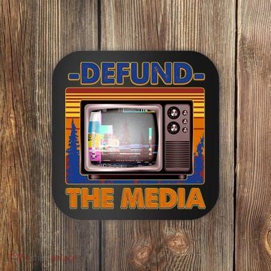 Retro Defund the Media Vintage TV Set Coaster