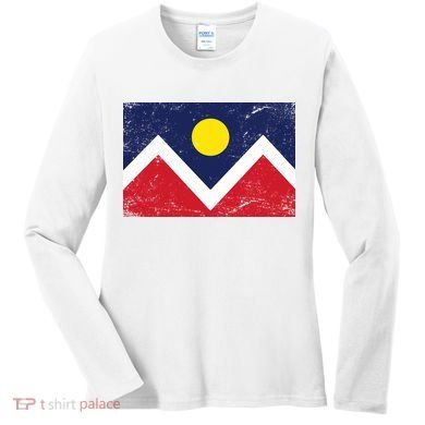 Retro Denver Colorado Flag Women's Long Sleeve Shirt