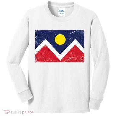 Retro Denver Colorado Flag Kids Long Sleeve Shirt
