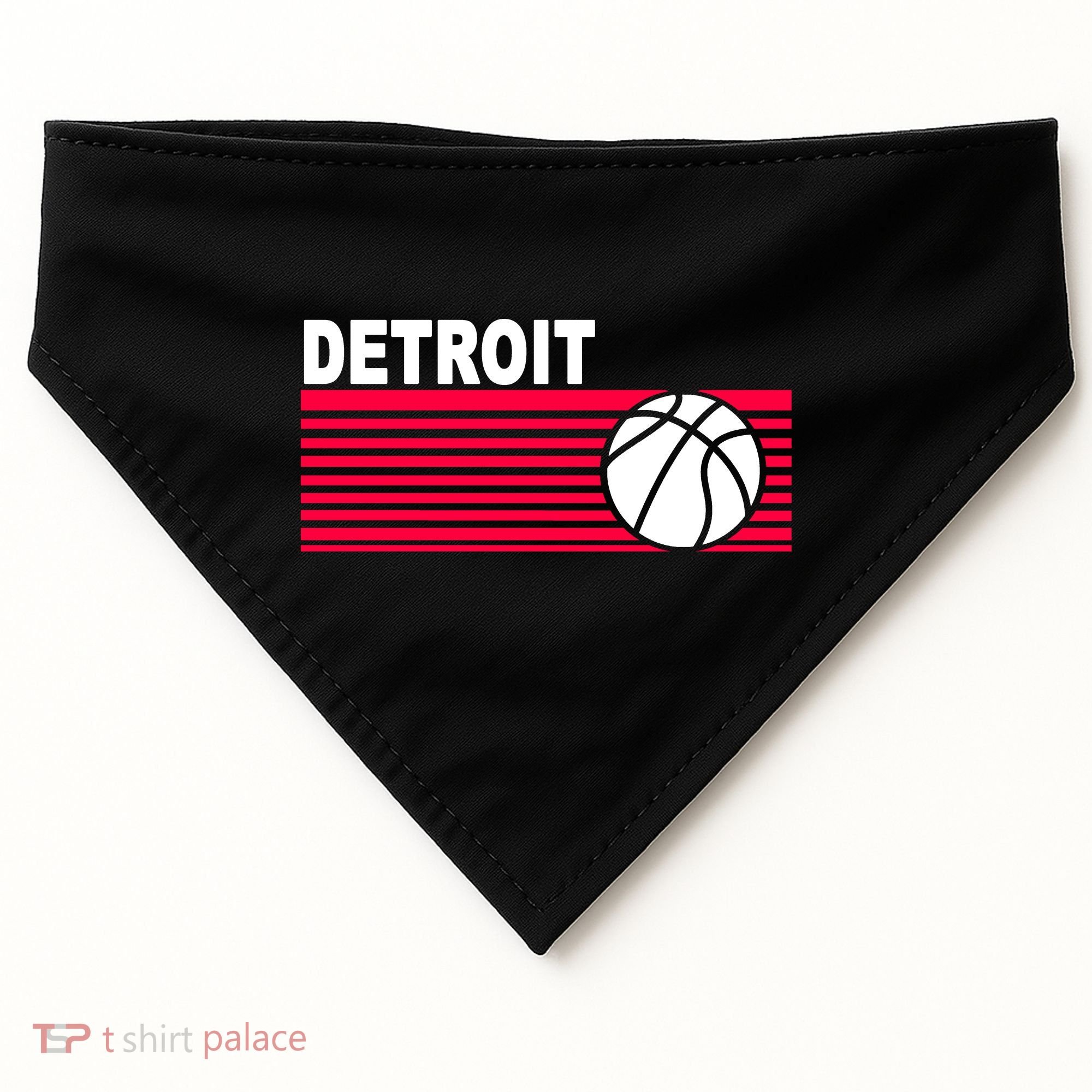 Retro Detroit Basketball Classic Logo USA-Made Doggie Bandana