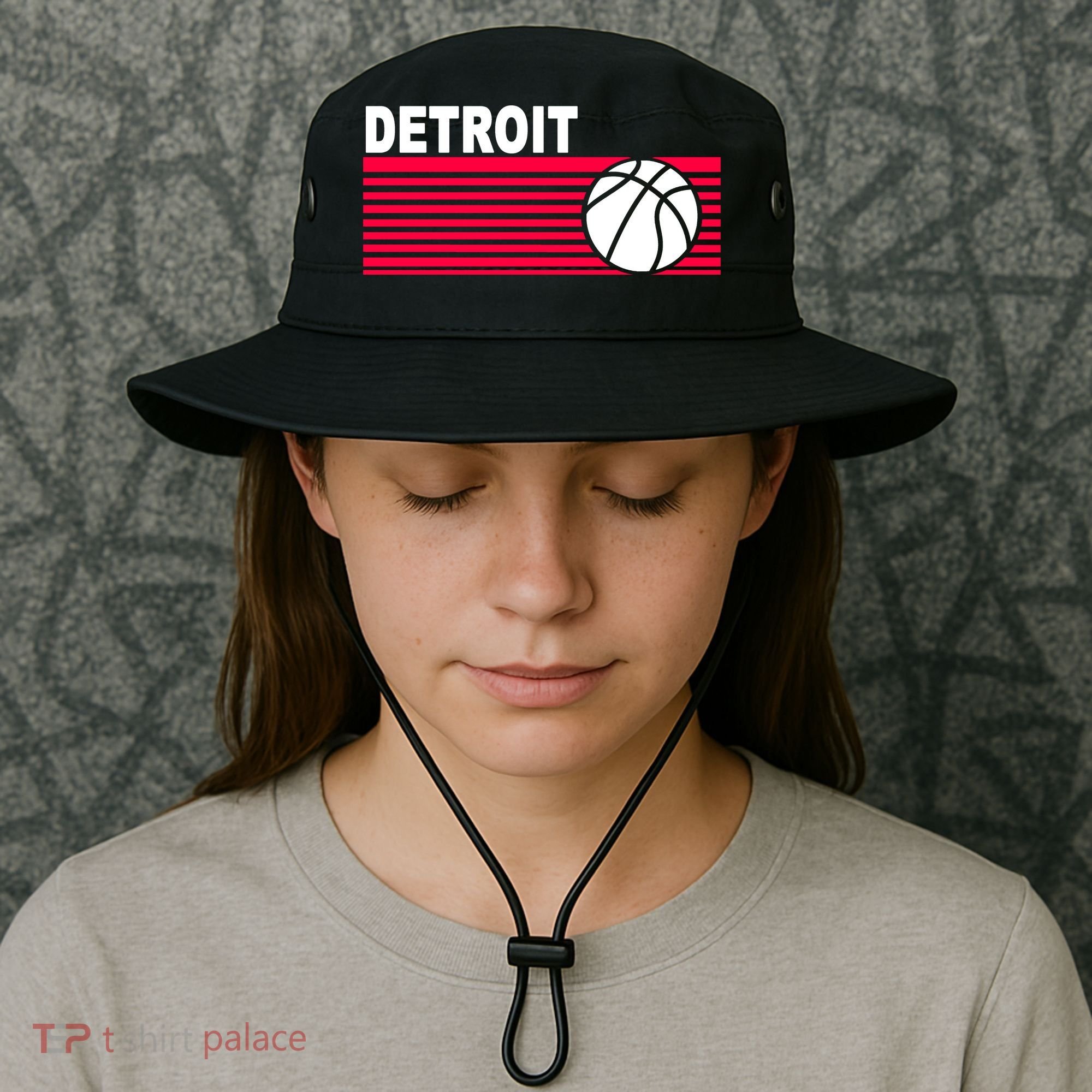 Retro Detroit Basketball Classic Logo Bucket Hat