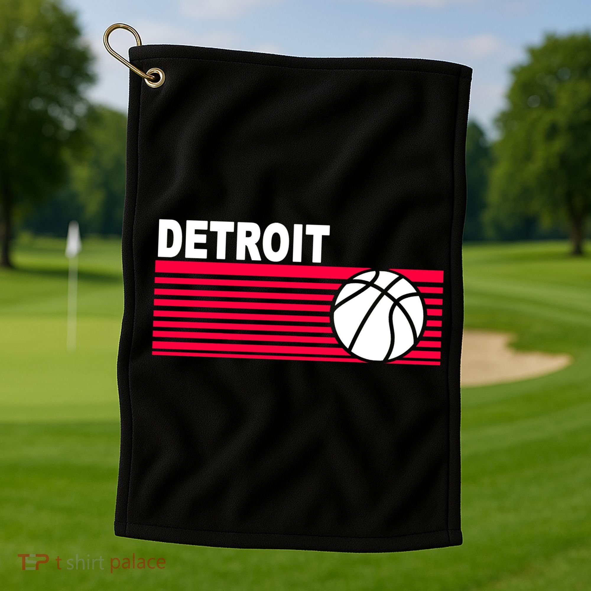 Retro Detroit Basketball Classic Logo Golf Towel