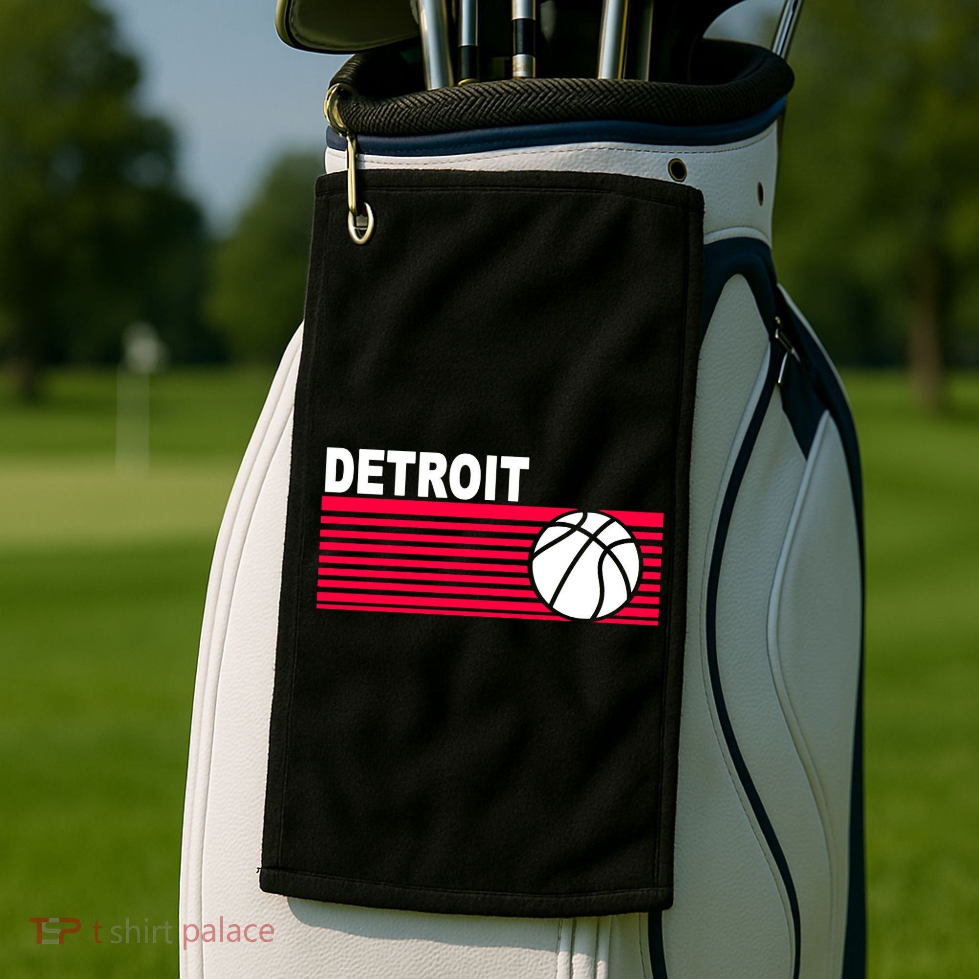 Retro Detroit Basketball Classic Logo Golf Towel
