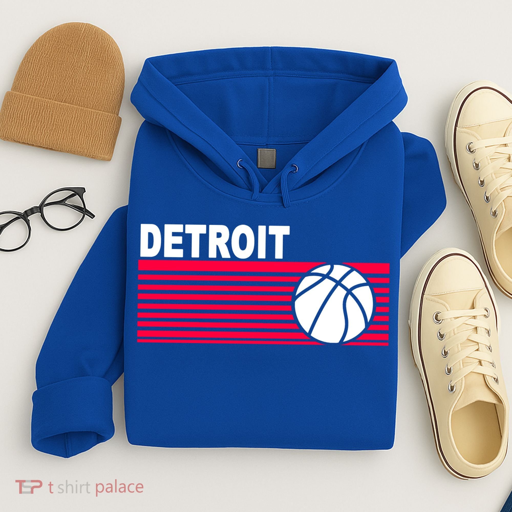 Retro Detroit Basketball Classic Logo Hoodie