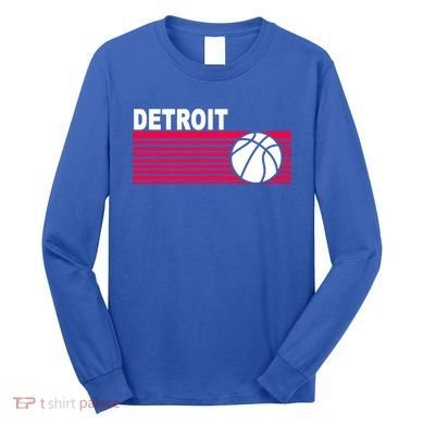 Retro Detroit Basketball Classic Logo Long Sleeve Shirt