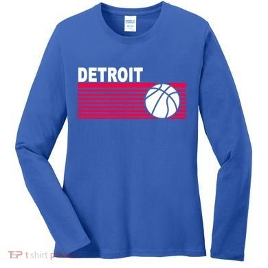 Retro Detroit Basketball Classic Logo Women's Long Sleeve Shirt