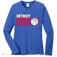 Retro Detroit Basketball Classic Logo Women's Long Sleeve Shirt thumb 0