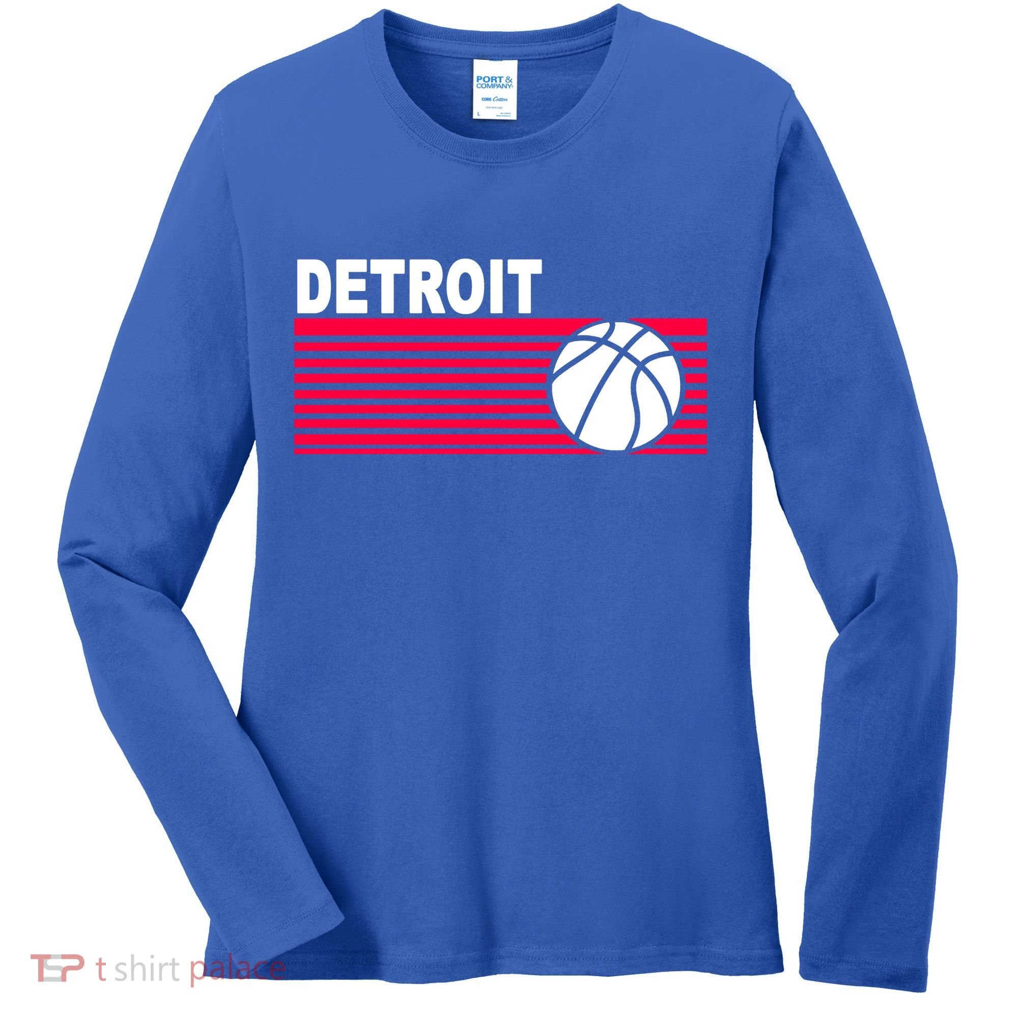 Retro Detroit Basketball Classic Logo Women's Long Sleeve Shirt