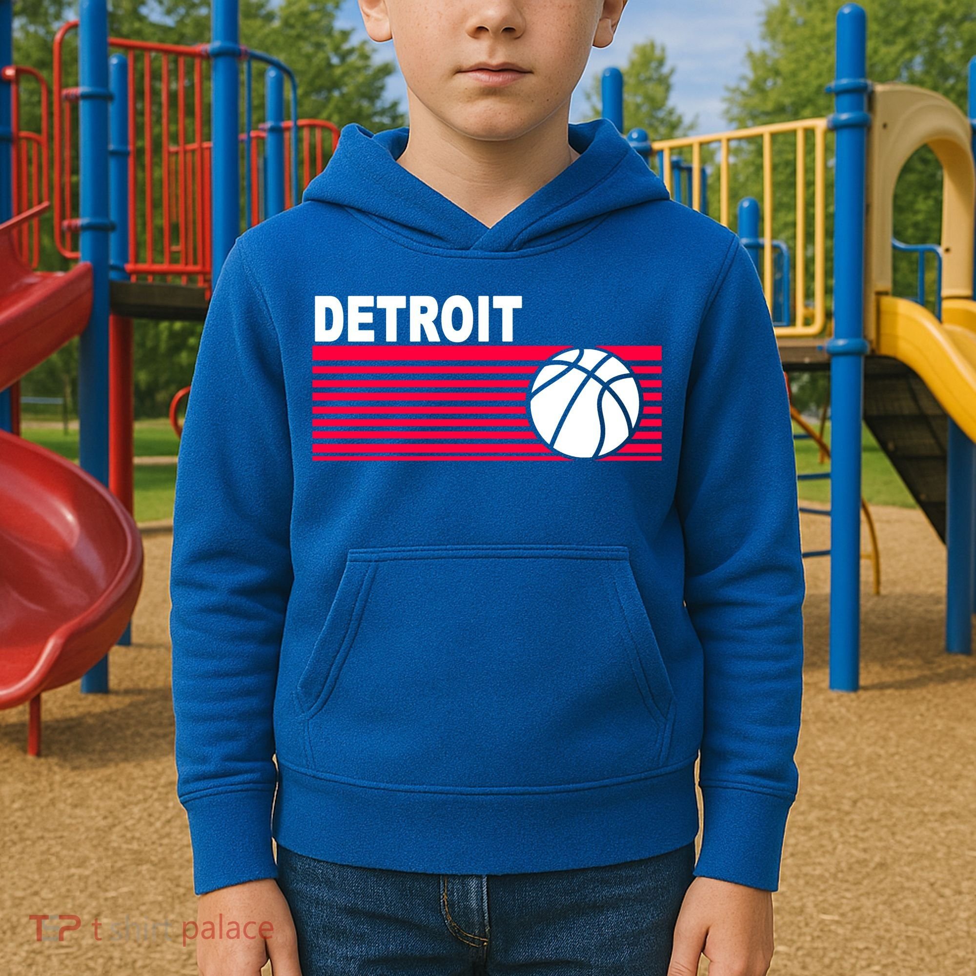 Retro Detroit Basketball Classic Logo Kids Hoodie