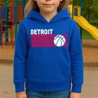 Retro Detroit Basketball Classic Logo Kids Hoodie thumb 3