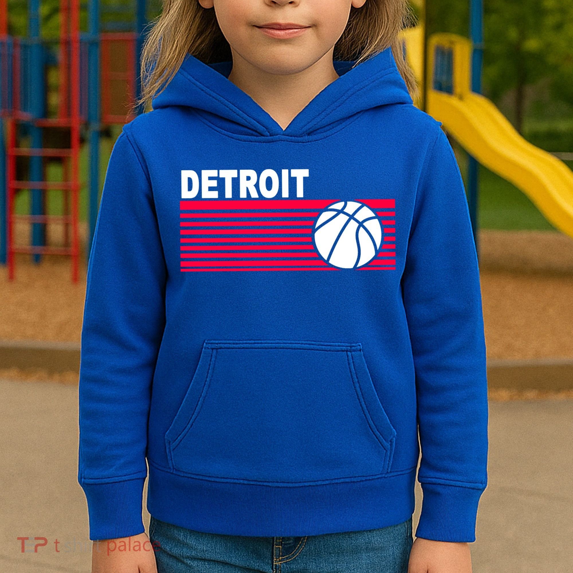 Retro Detroit Basketball Classic Logo Kids Hoodie