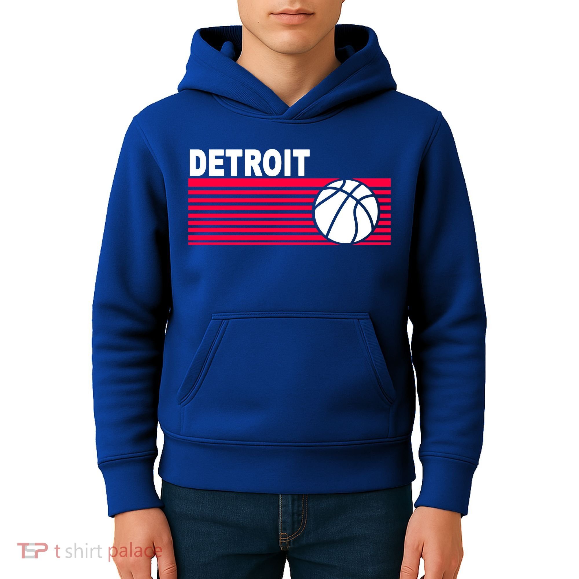 Retro Detroit Basketball Classic Logo Kids Hoodie