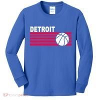 Retro Detroit Basketball Classic Logo Kids Long Sleeve Shirt thumb 0