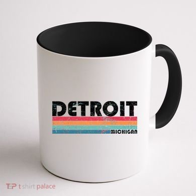 Retro Detroit Michigan Coffee Mug back