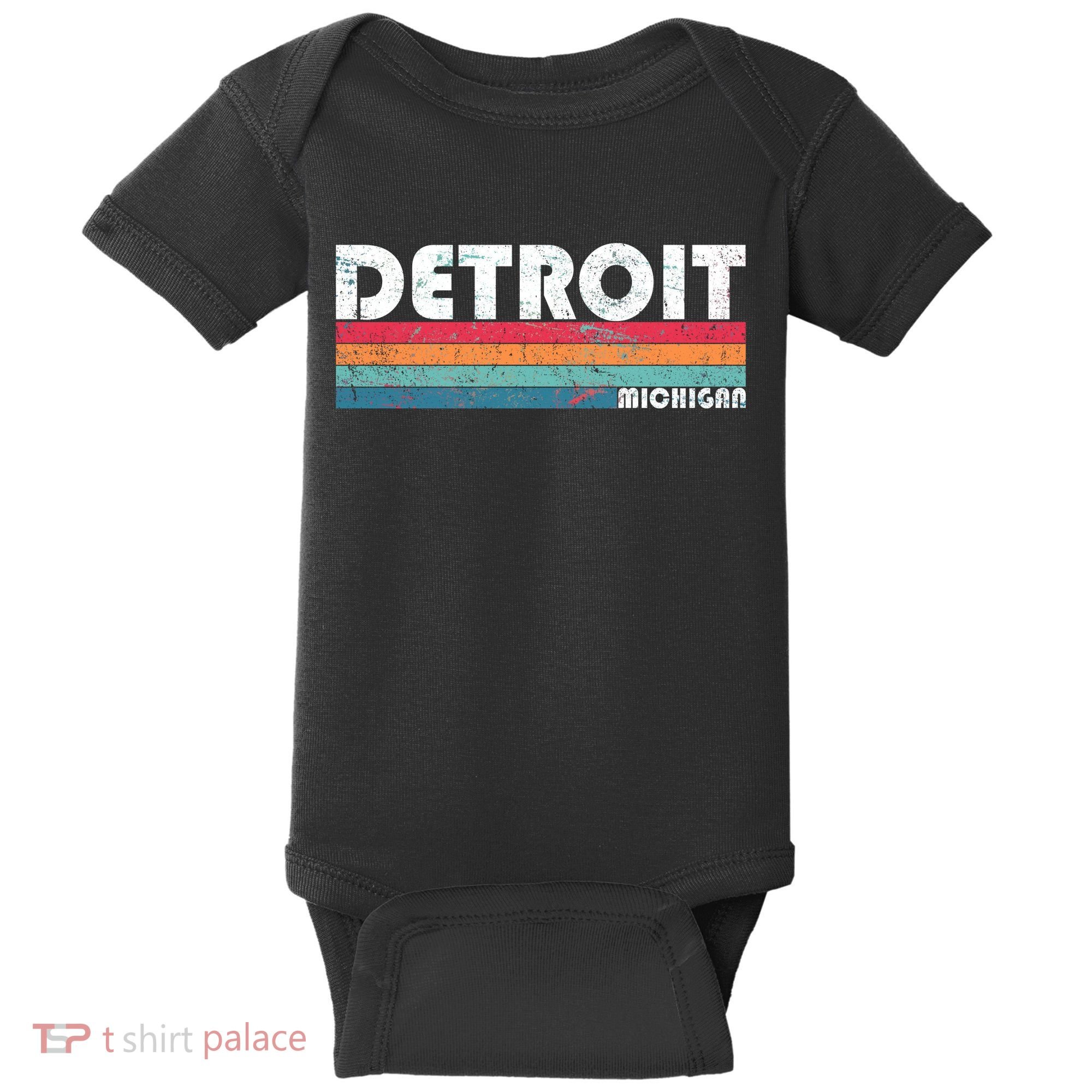 Retro Detroit Michigan Baby Bodysuit