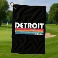 Retro Detroit Michigan Golf Towel thumb 1