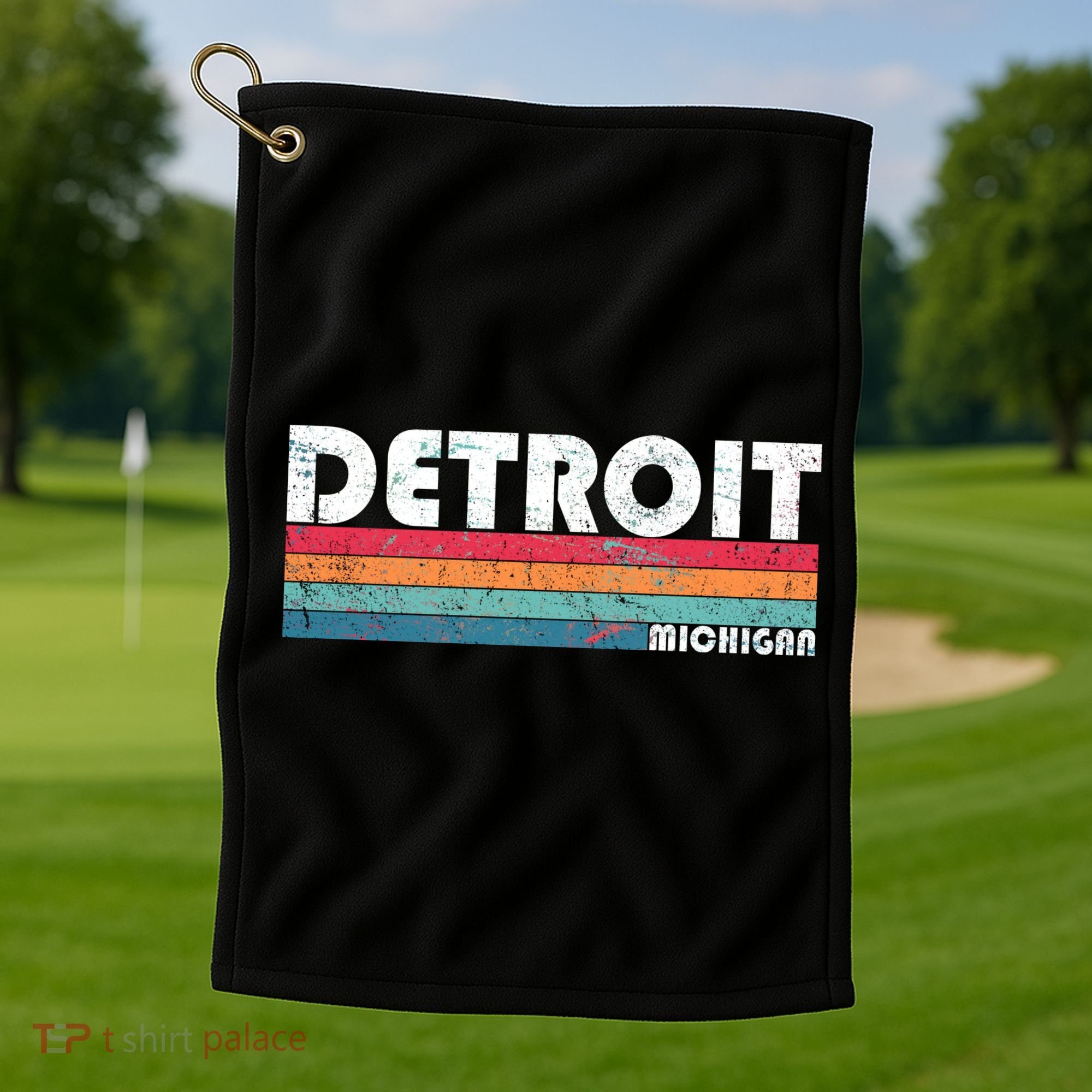 Retro Detroit Michigan Golf Towel