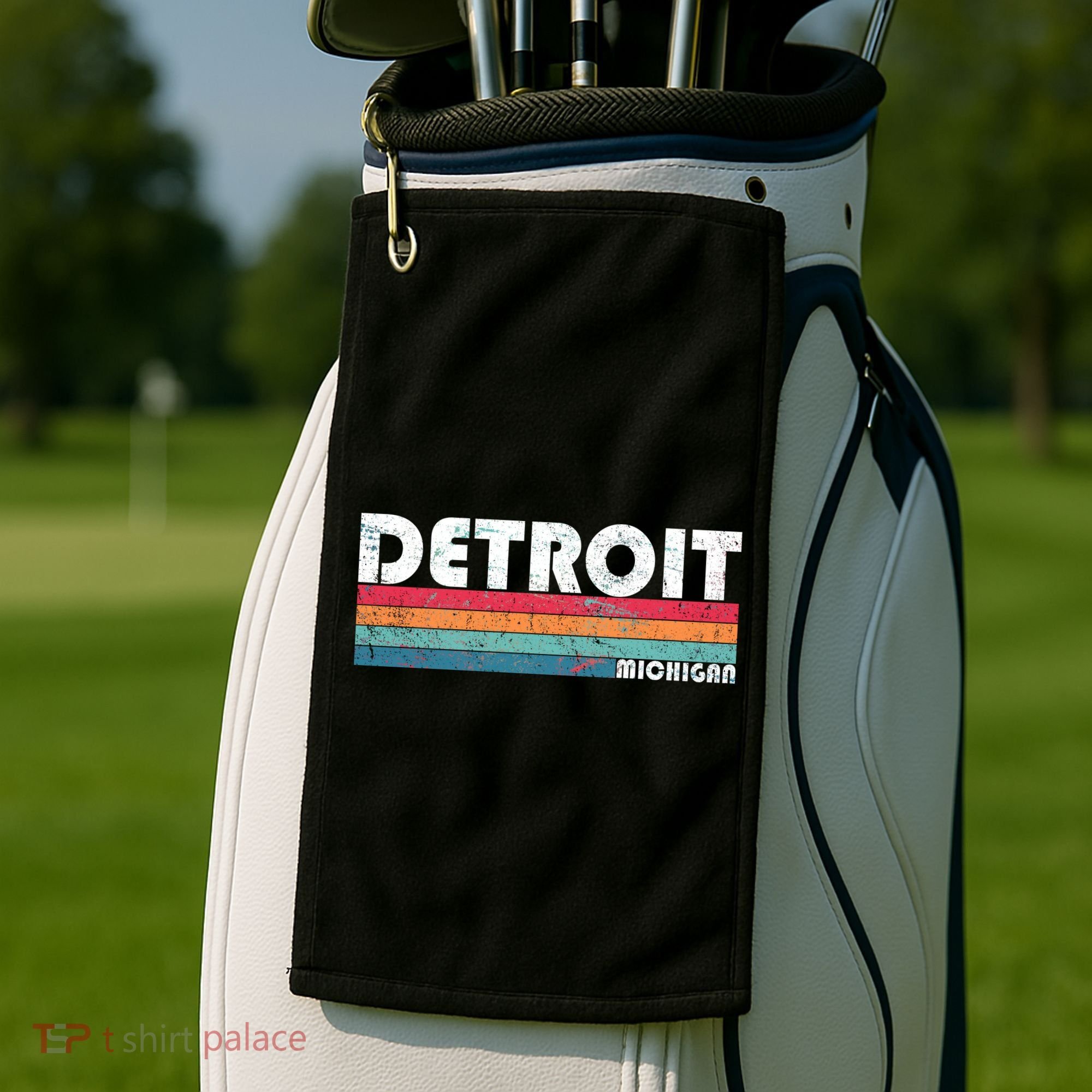 Retro Detroit Michigan Golf Towel