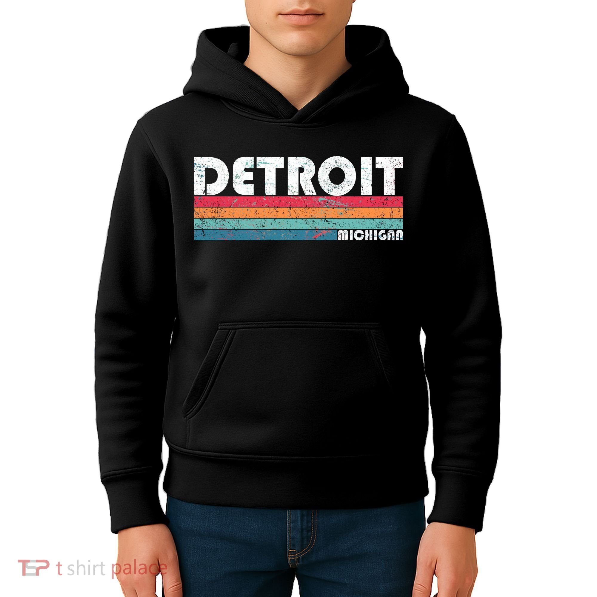 Retro Detroit Michigan Kids Hoodie