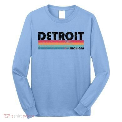 Retro Detroit Michigan Long Sleeve Shirt