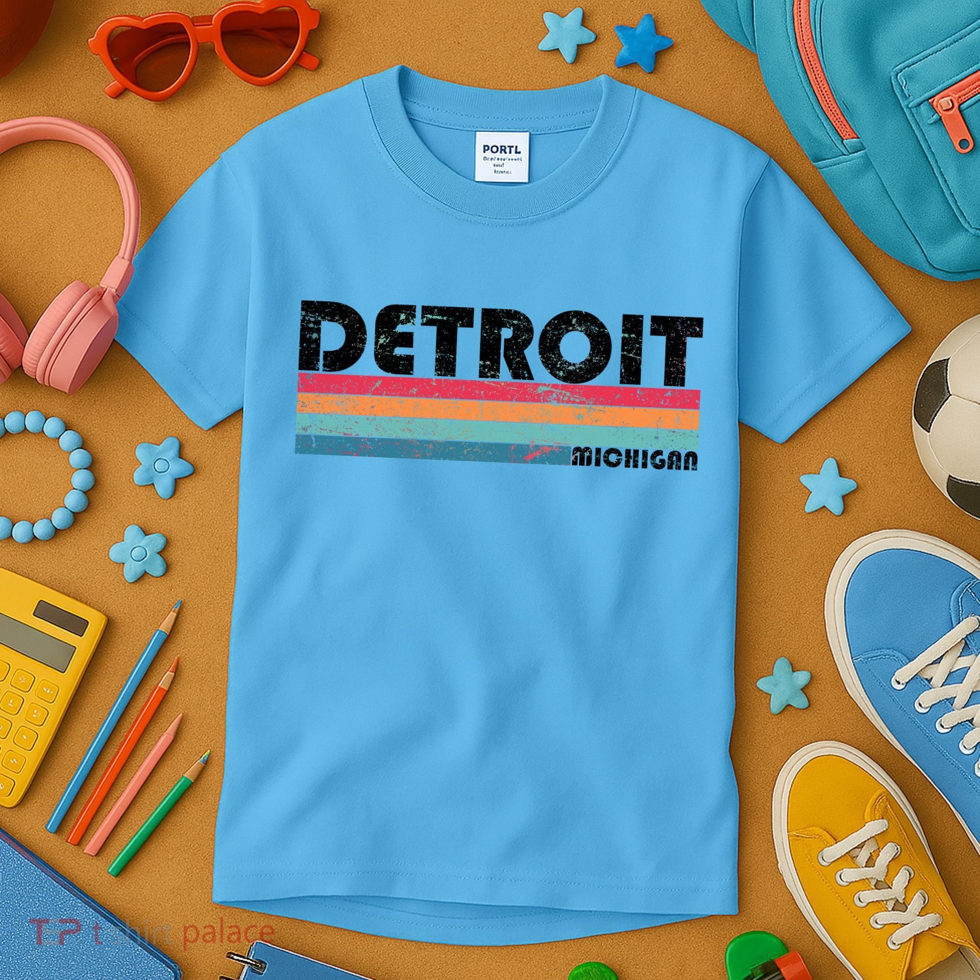 Retro Detroit Michigan Kids T-Shirt