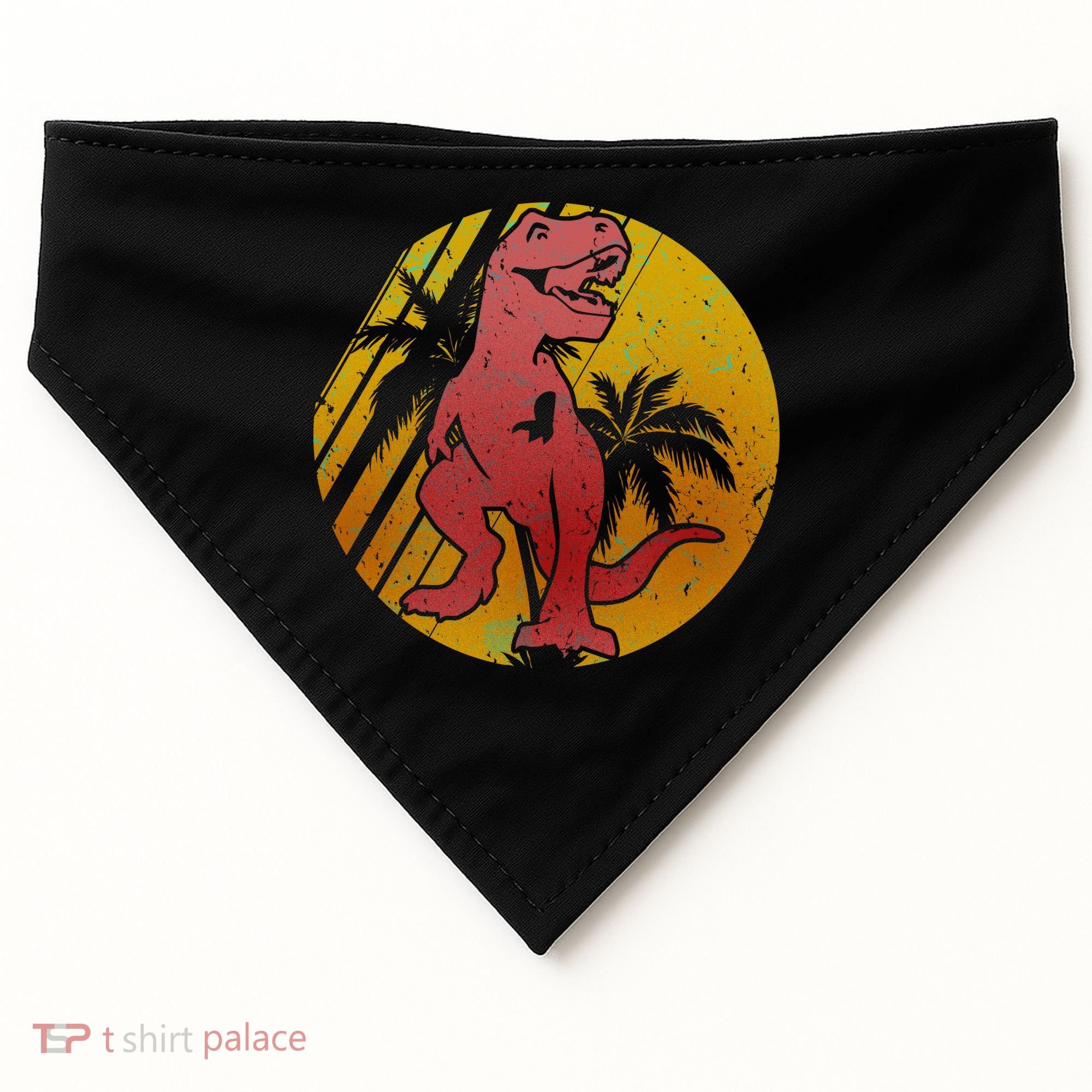 Retro Dinosaur Sunset USA-Made Doggie Bandana