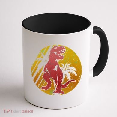 Retro Dinosaur Sunset Coffee Mug back