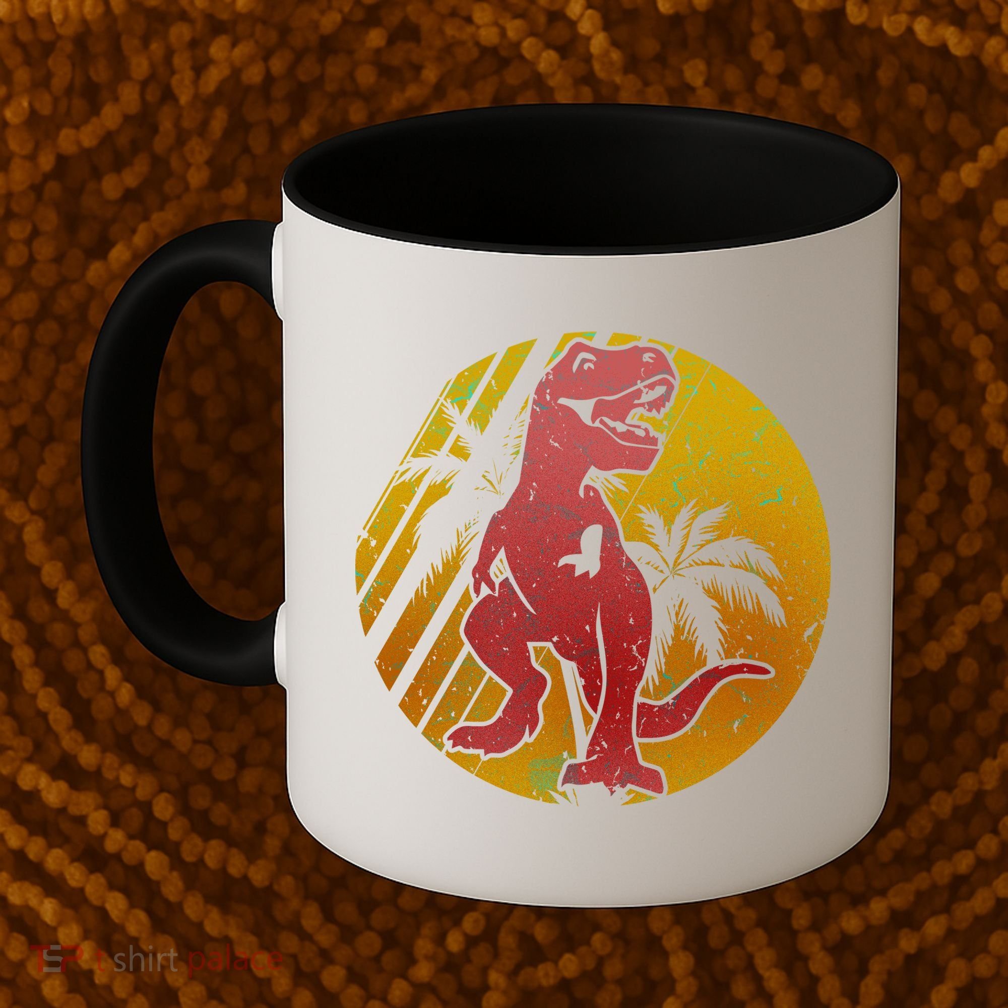 Retro Dinosaur Sunset Coffee Mug