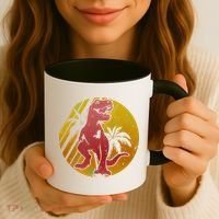 Retro Dinosaur Sunset Coffee Mug thumb 3