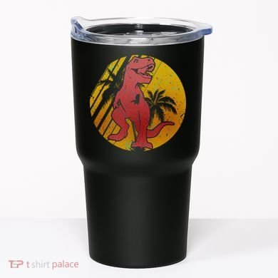 Retro Dinosaur Sunset Tumbler