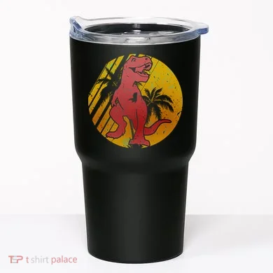 Retro Dinosaur Sunset Tumbler