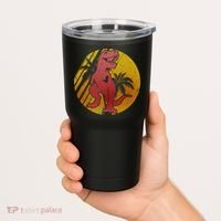 Retro Dinosaur Sunset Tumbler thumb 2