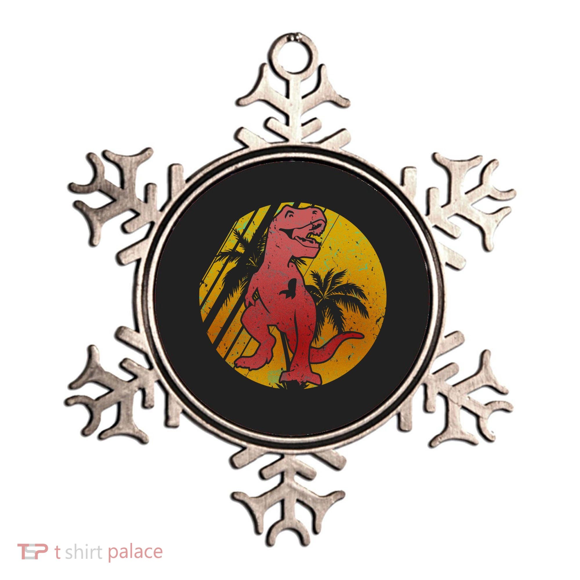 Retro Dinosaur Sunset Ornament