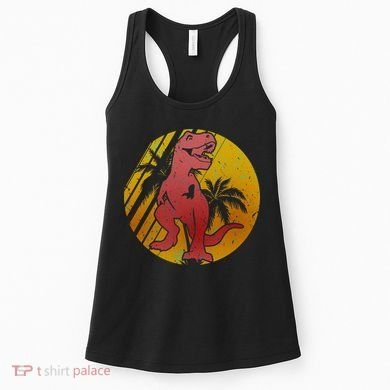Retro Dinosaur Sunset Women's Tank Top
