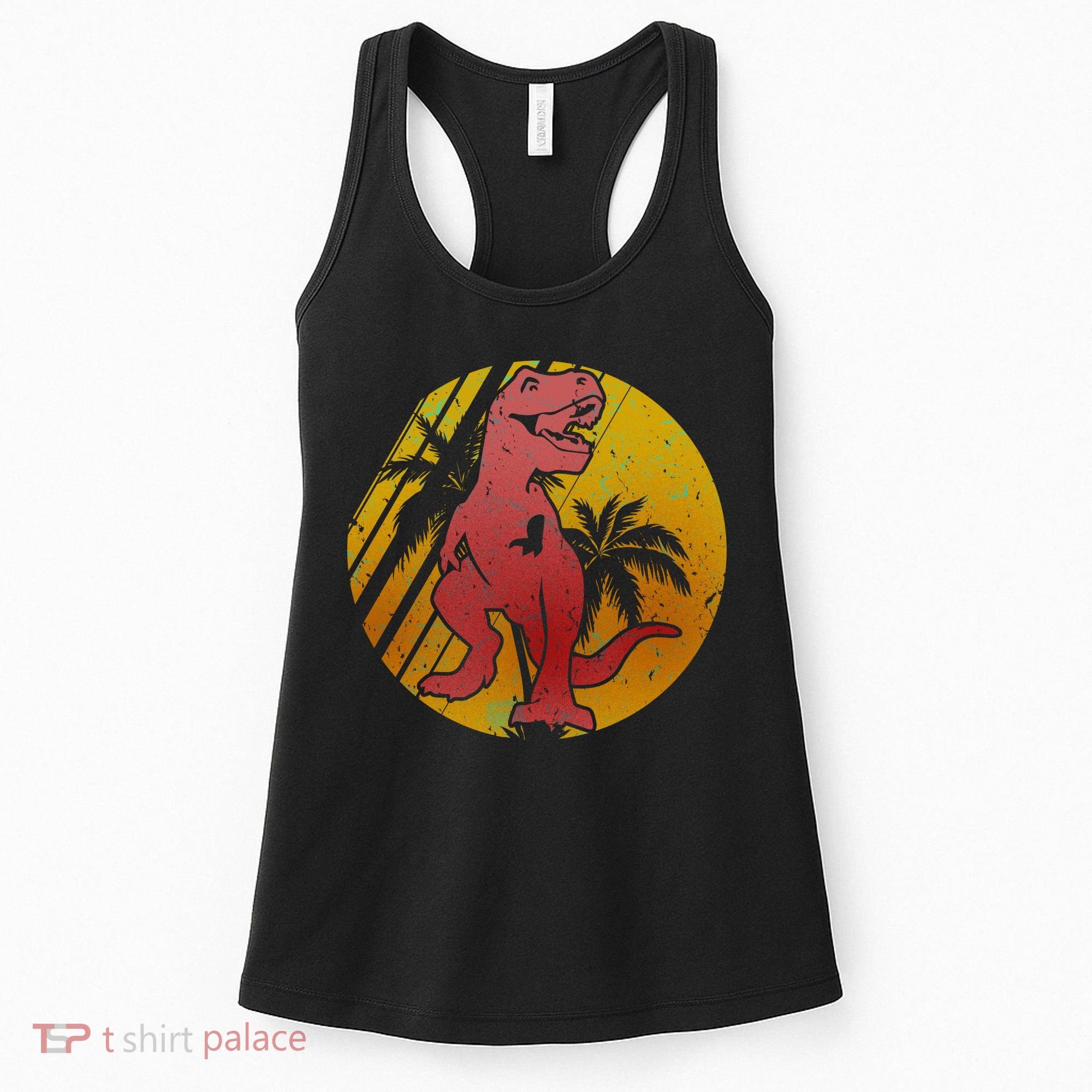 Retro Dinosaur Sunset Women's Tank Top