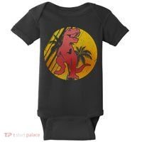 Retro Dinosaur Sunset Baby Bodysuit thumb 0