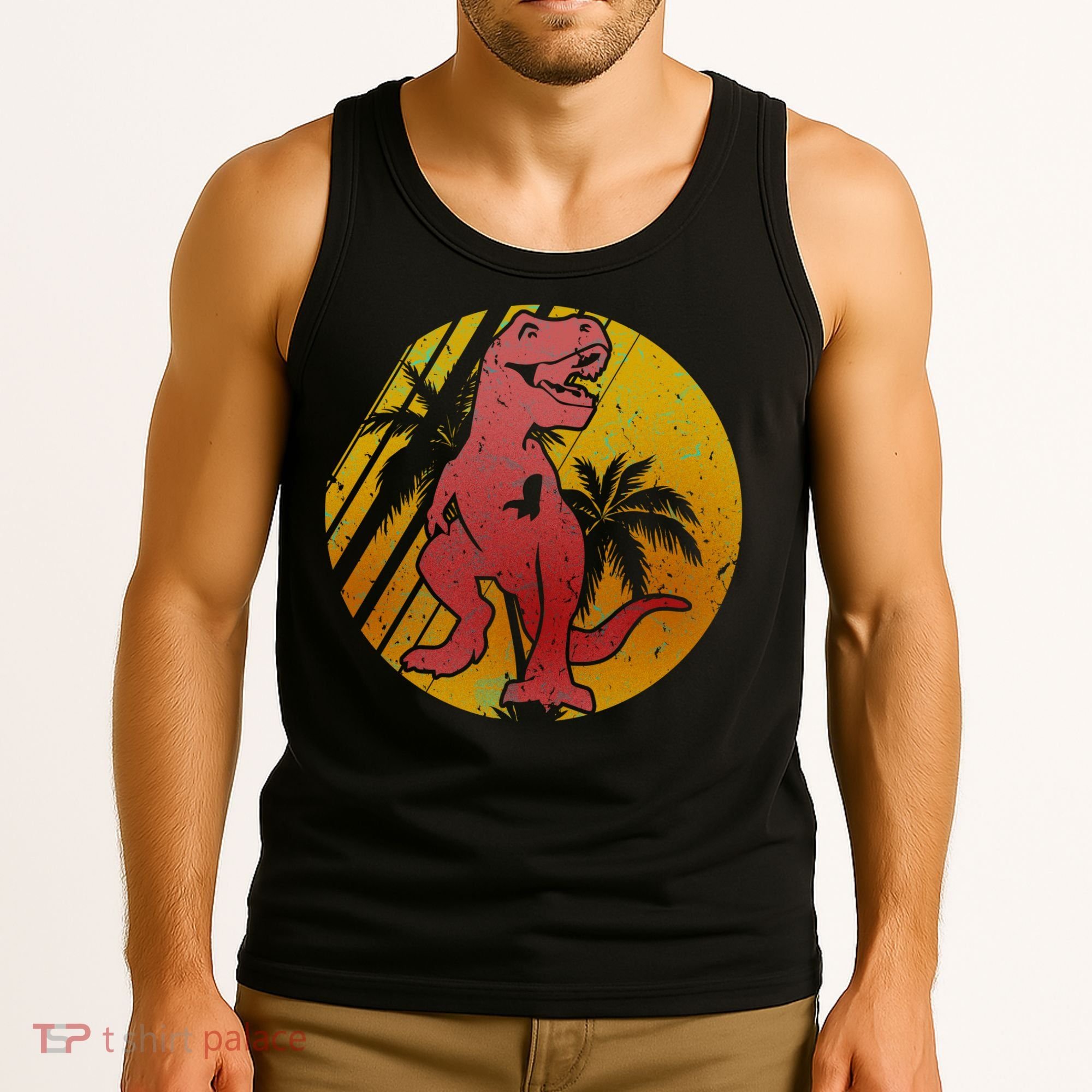 Retro Dinosaur Sunset Tank Top
