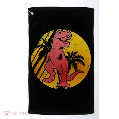 Retro Dinosaur Sunset Golf Towel