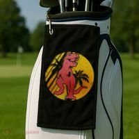 Retro Dinosaur Sunset Golf Towel thumb 2