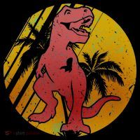 Retro Dinosaur Sunset Women's Long Sleeve Shirt thumb 2